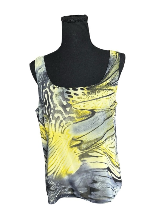 St. John Tops - St. John Silk Blend Abstract Print Sleeveless Tank Top Yellow Gray M
